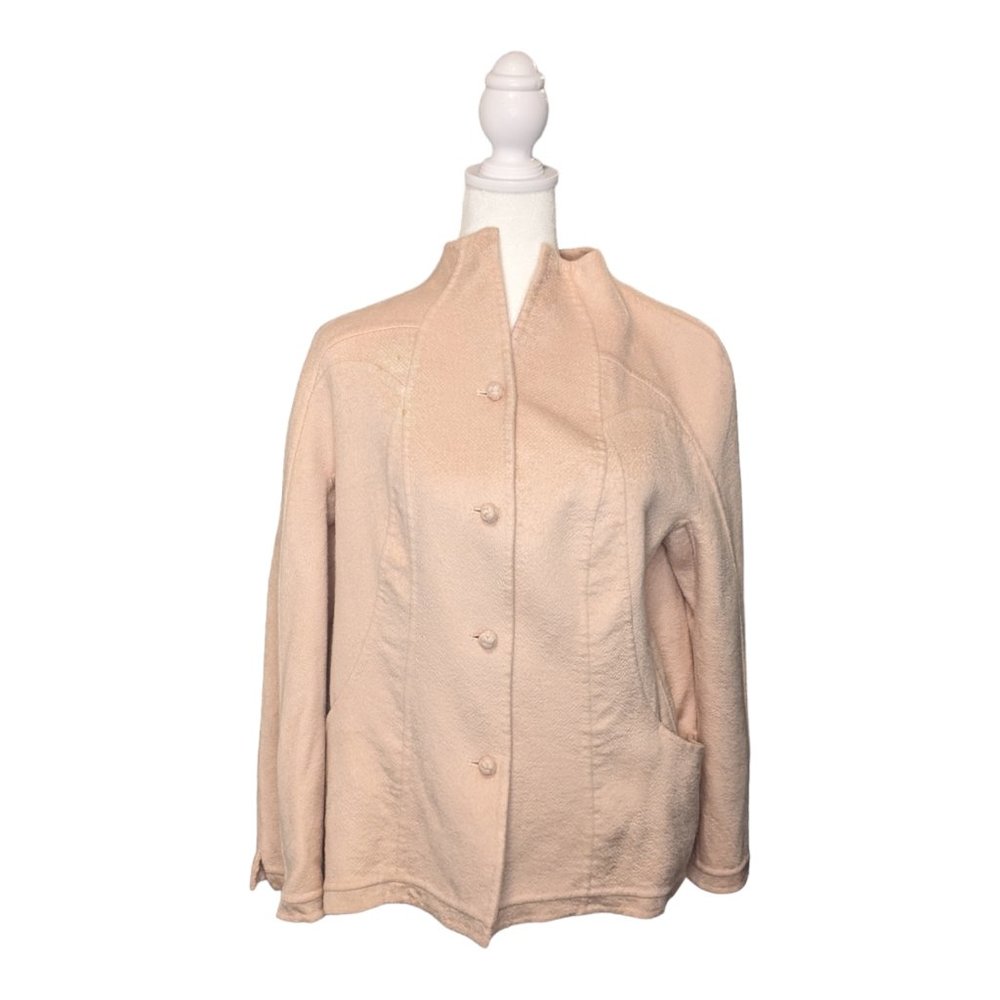 Chado Ralph Rucci Womens Blazer Button Down Coat 100% Cashmere Pink Size 6